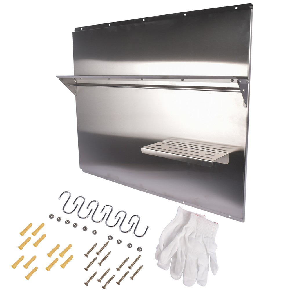 Range Backsplash with Shelf Range Hood Wall Shield, Stainless Steel Splash Plate
