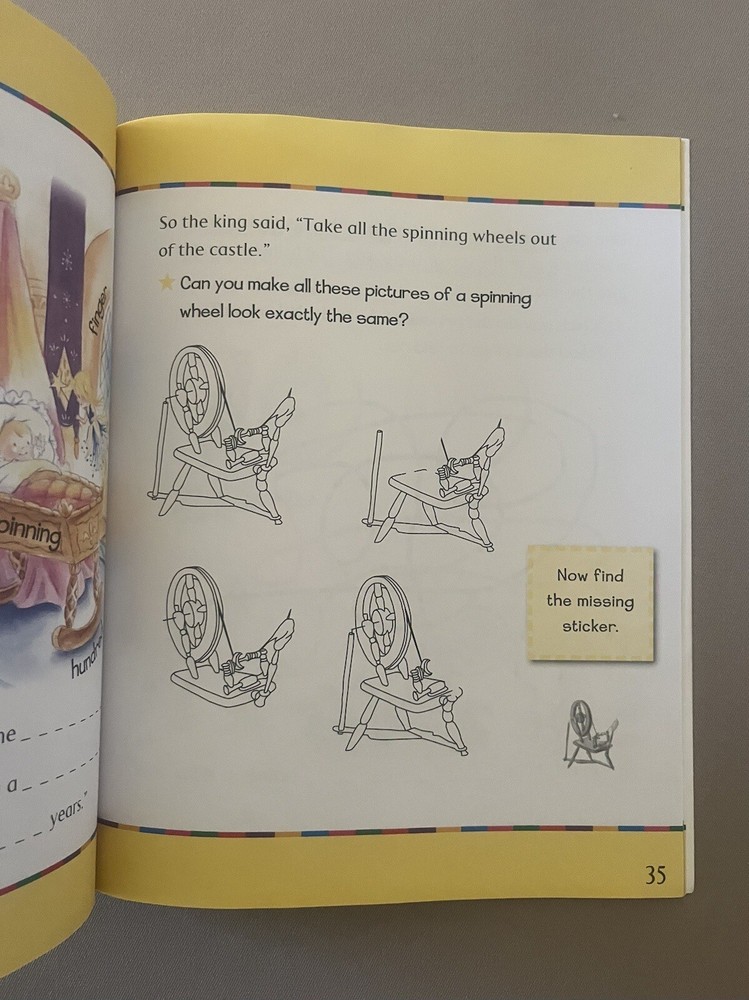 48 Pg Read/Learn Sleeping Beauty Sticker Activity Book~Includes 60 Stickers, New
