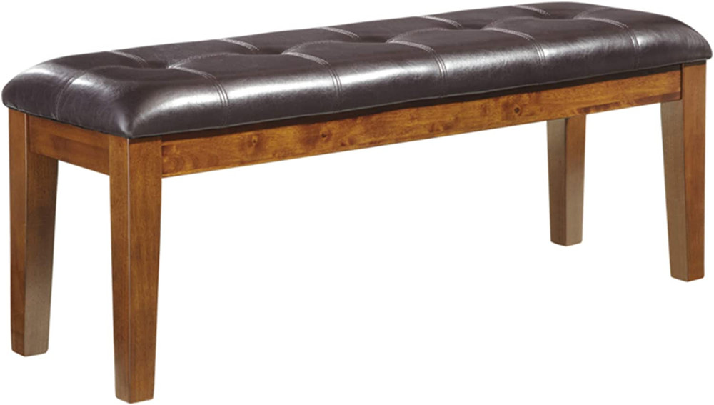 Ralene Tufted Upholstered Dining Room Bench, Medium Brown