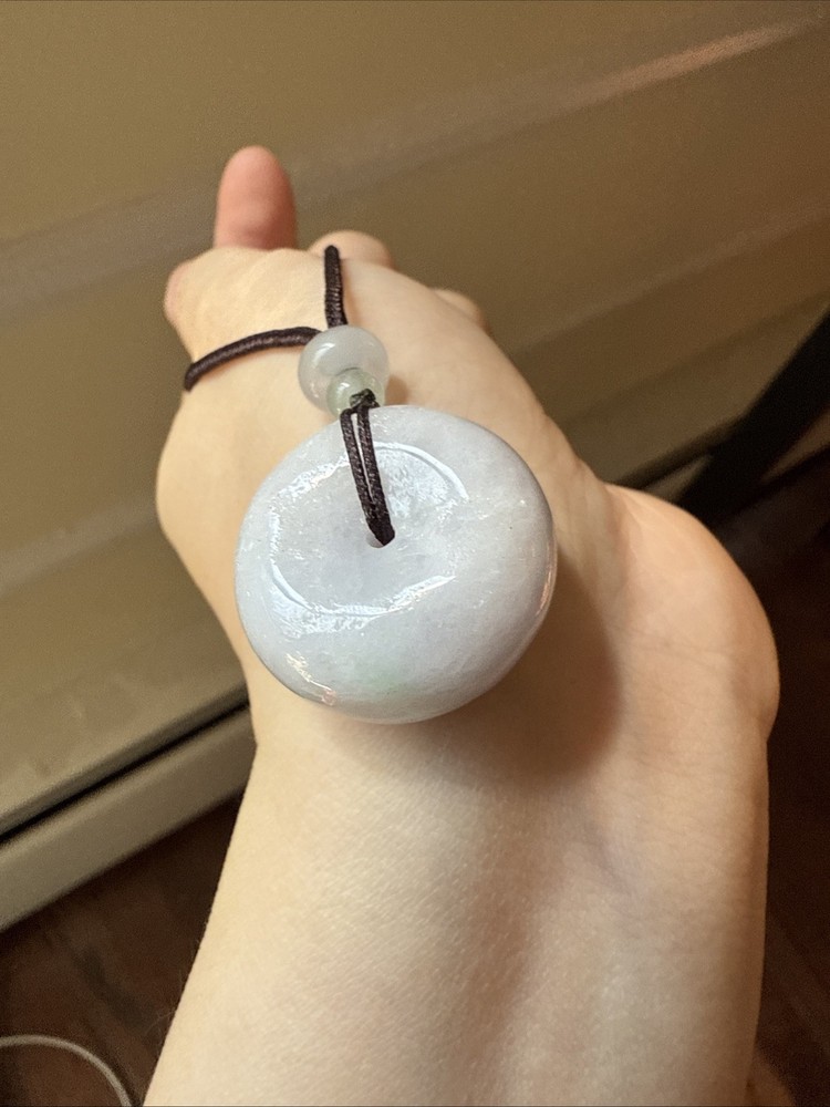 純天然翡翠A貨 老坑冰潤 肥嘟嘟平安扣 Genuine Grade A Jade Jadeite 淡淡紫 Certified