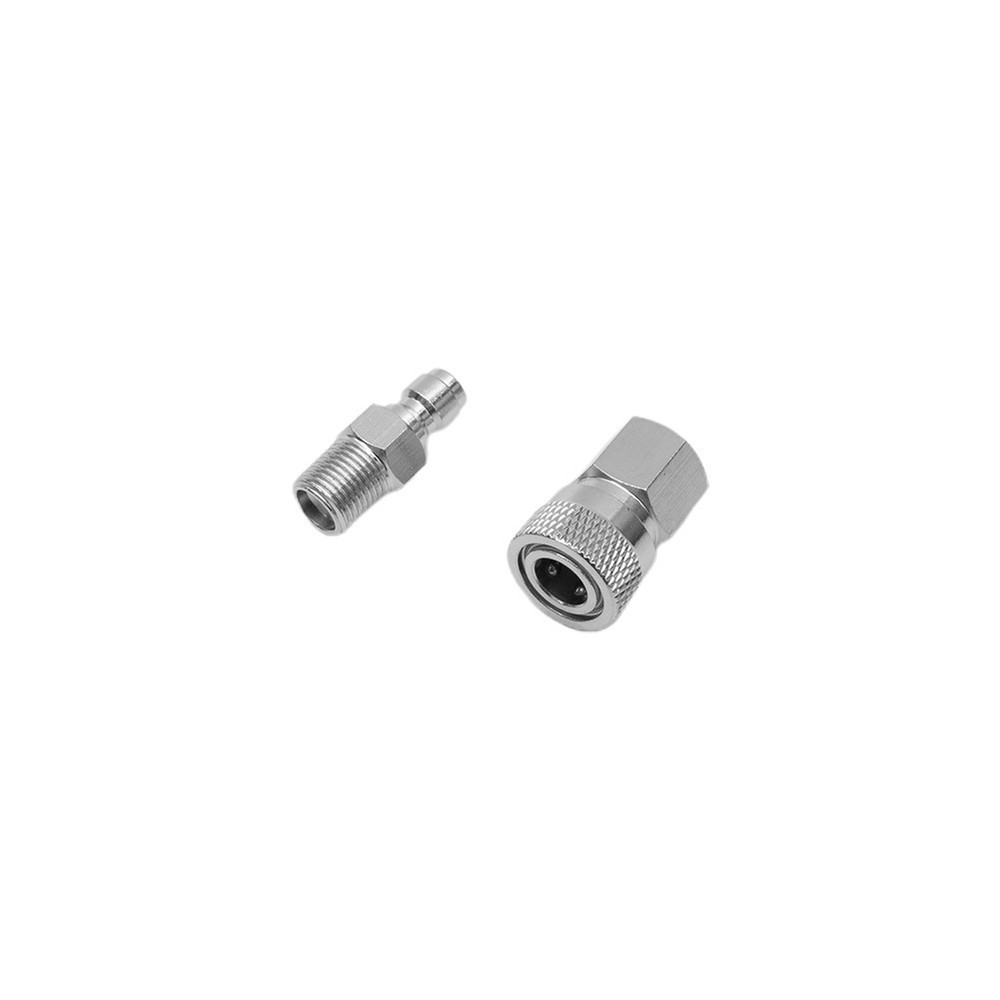 Thread Quick Release To Disconnect Coupler Male + Female 1/8NPT Fitting Silver ~