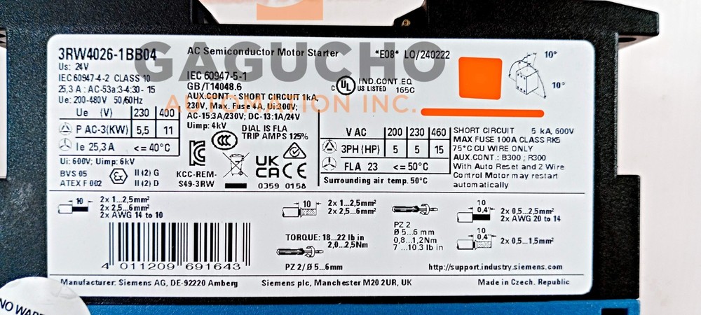 SURPLUS SIEMENS 3RW4026-1BB04 Soft Starter