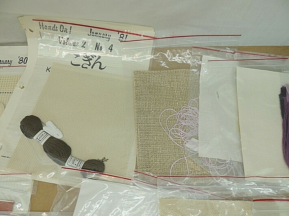 CROSS STITCH, LOT OF THREAD, CANVAS, PATTERNS, AND MORE