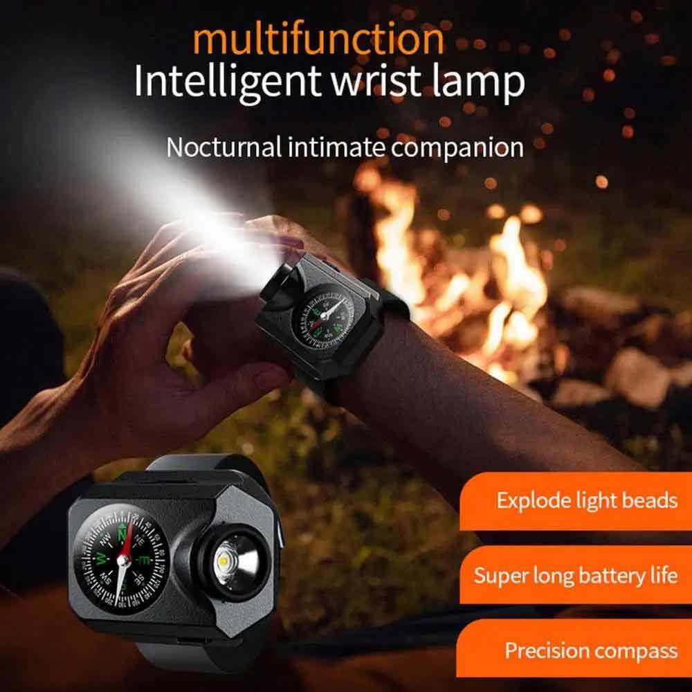 Mini Camping 2 in 1 Wrist light Compass Outdoor LED running light USB