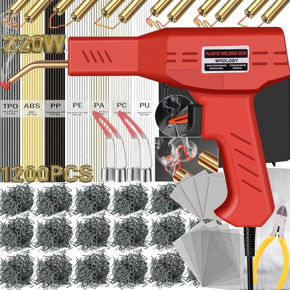 220W Plastic Welder, Multipurpose Fit, Plastic Welding Kit, Quick Plastic Rep...