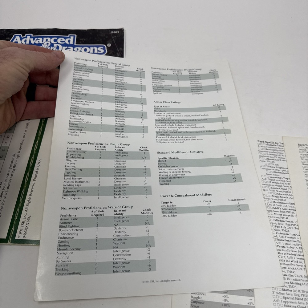 Advanced Dungeons & Dragons 2nd Edition, 9463 ~ Thief's Screen
