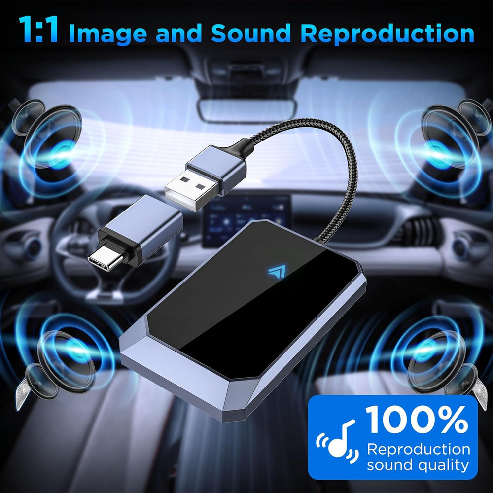 Android Auto Wireless Adapter for Factory Wired Android Auto-Instant Connection