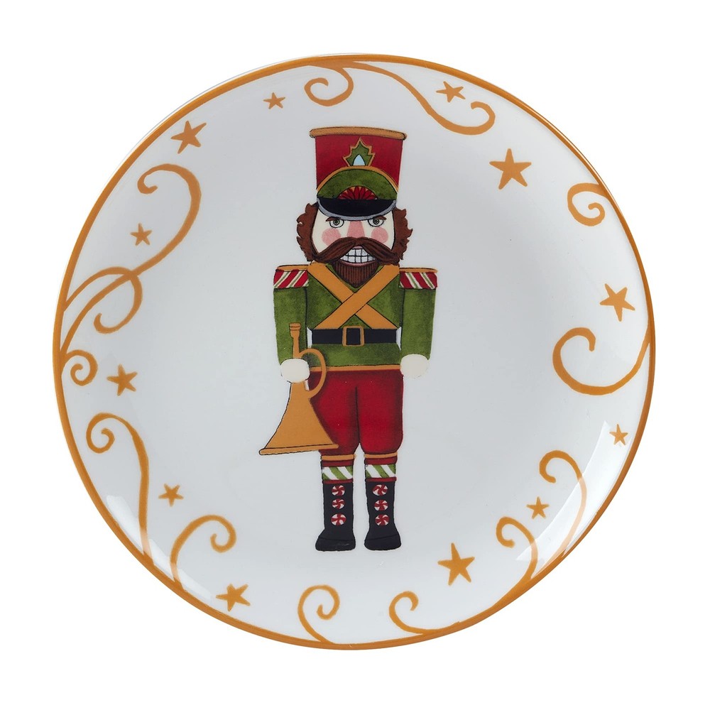 Certified International Holiday Magic Nutcracker 9" Dessert/Salad Plates, Multic