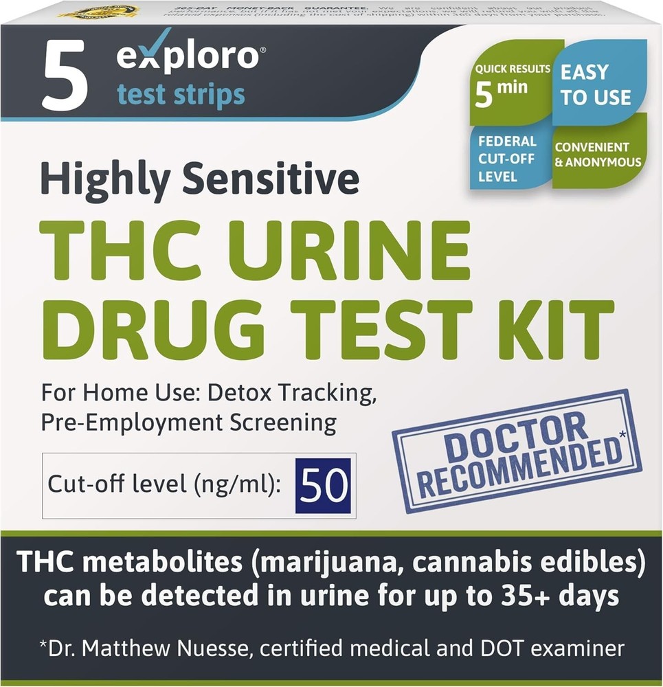 Highly Sensitive THC Drug Kit - Accurate At-Home Strips, 5 Count