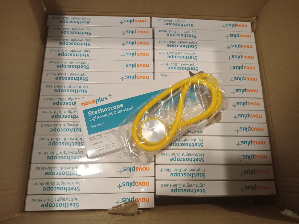 30 Count Kerma NovaPlus Stethoscope, Lightweight Single-Head, Yellow. Classroom