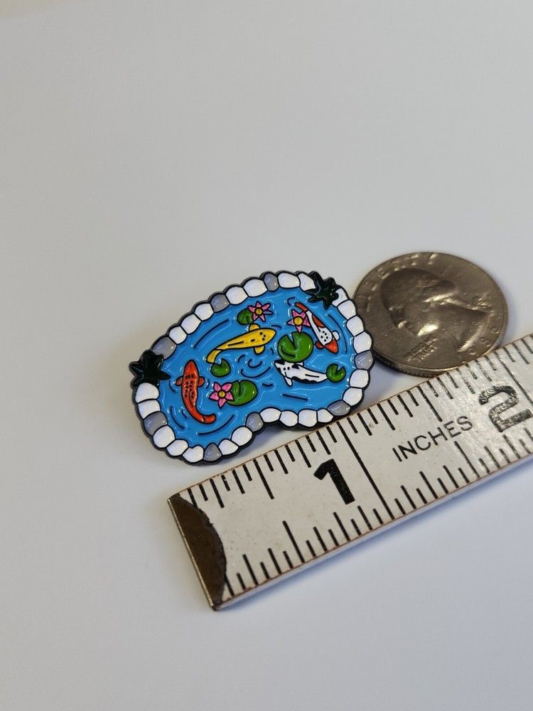 Koi Fish Pond Cartoon Lapel Pin