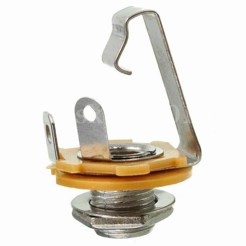 10 Pcs Mono 1/4" 6.35mm ID Jack Socket Connector Panel Mount Guitar Plate;