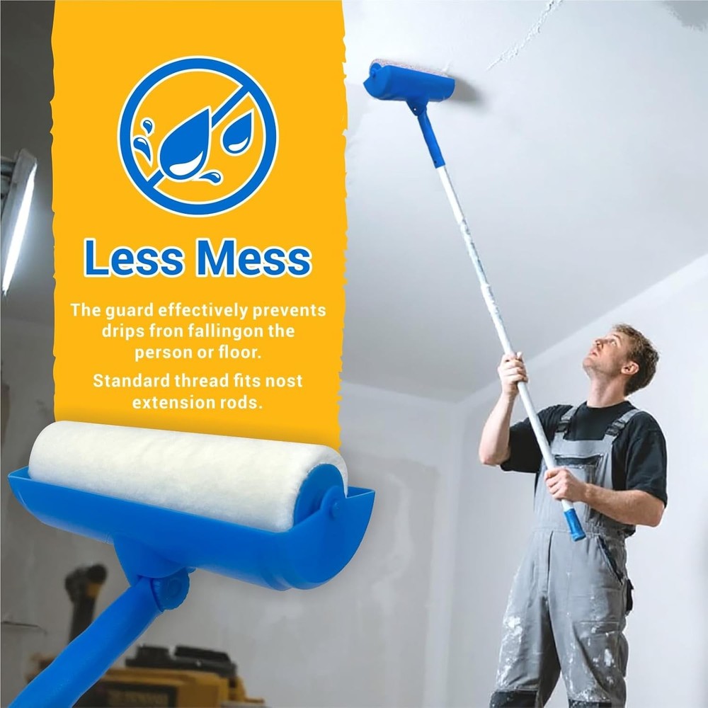 10 Inch Ceiling Paint Roller with Shield Roller and Shield with Adjustable