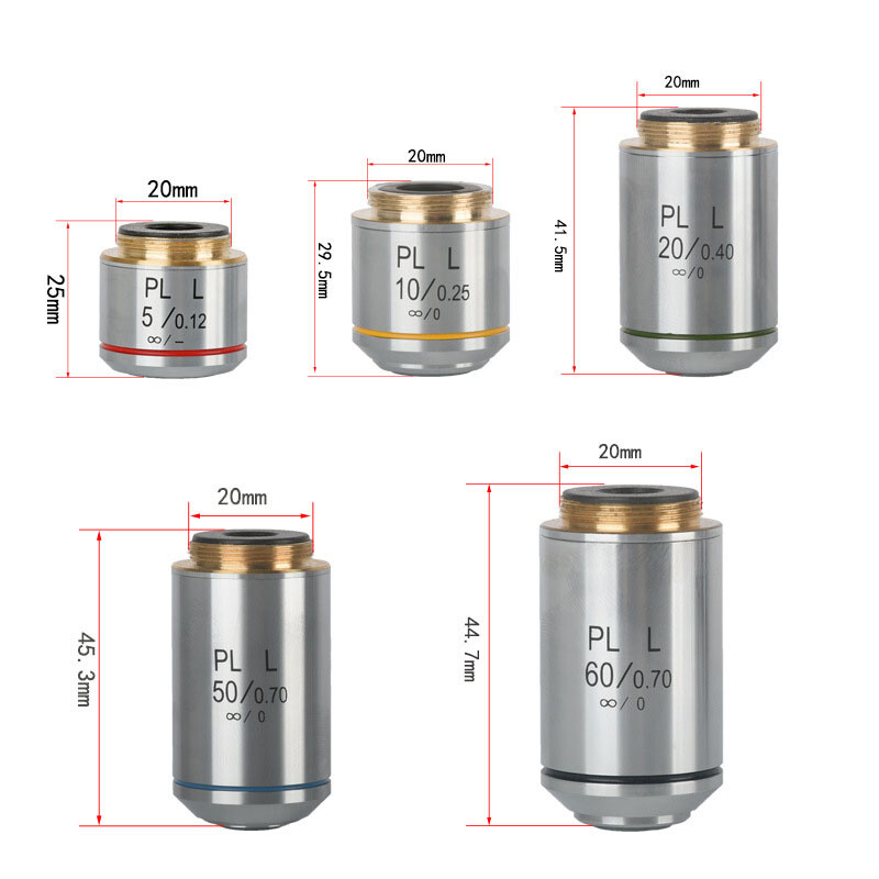 Long Working Distance Infinity Plan Achromatic Microsocpe Objective Lens PLL