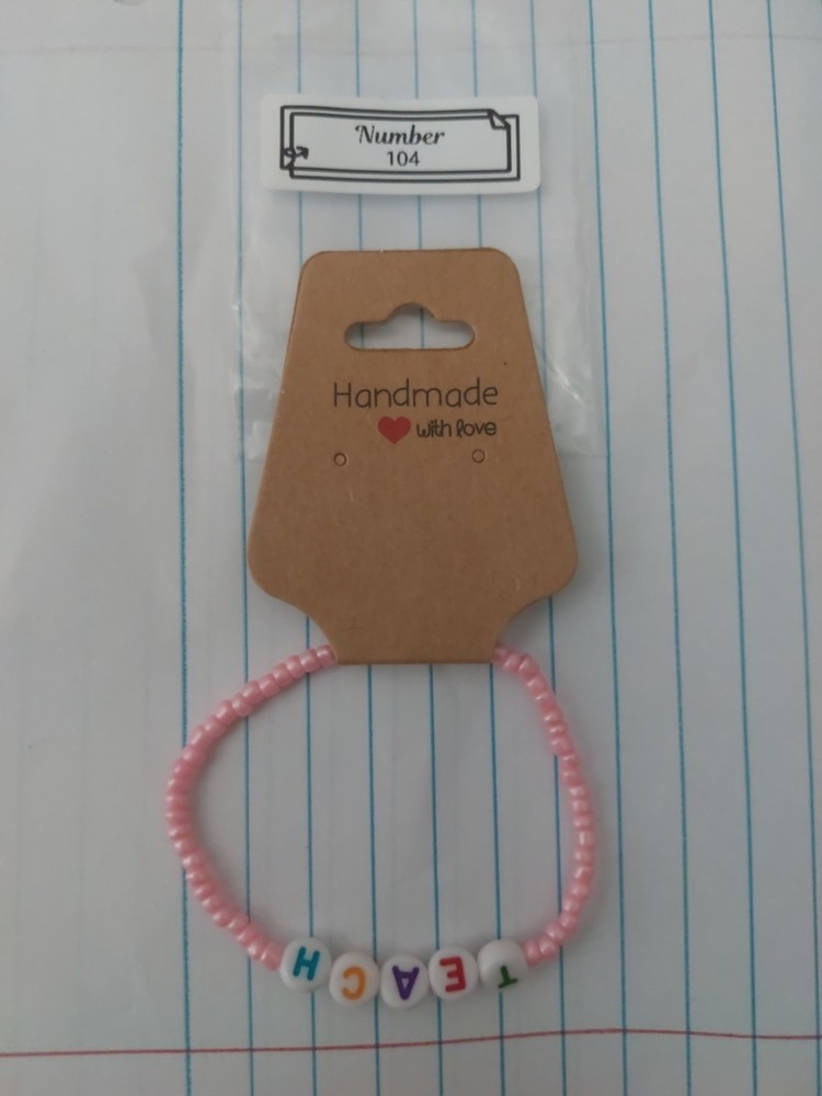 Handmade Pink "Teach" Bracelet