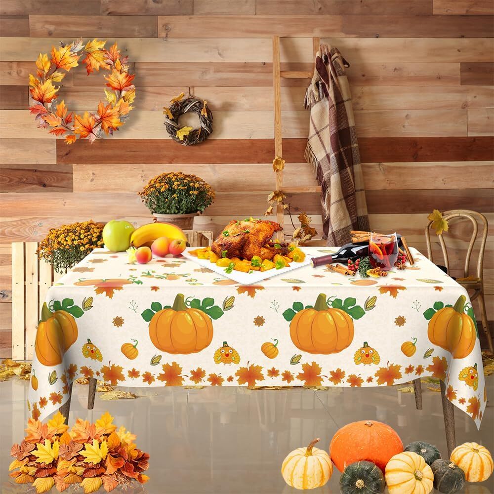 Thanksgiving Tablecloth, 2PCS 54" X 108" Tablecloth Multi Color