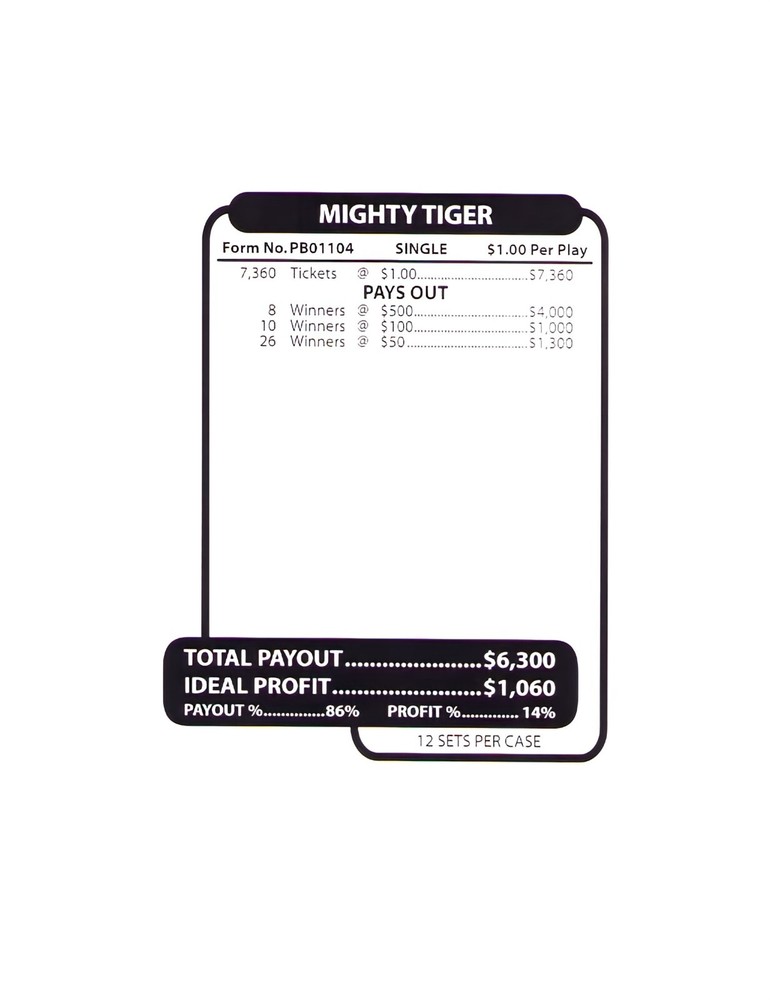 Pull Tab Tickets - Jar - Game - Mighty Tiger - 7,360 ct