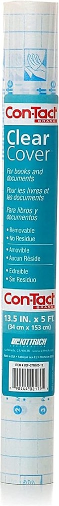 Clear Self-Adhesive Protective Liner - 13.5'' x 5' for Books & Documents