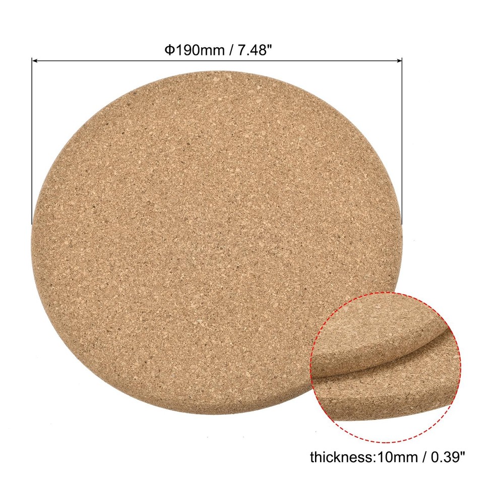 190mm round coasters 10mm thickness cork cup mat 2pcs