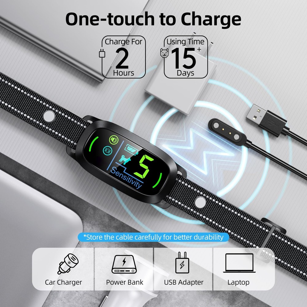 FAFAFROG Dog Bark Collar, Rechargeable Smart Collar, Anti Barking Training