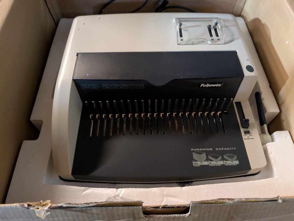 Fellowes PB2650E Punching Capacity Electric Comb Binding Machine PB2650E