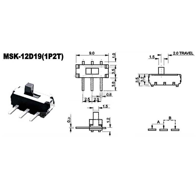 ON-OFF Micro Slide Switch SPDT 2 Position 3 Pin PCB Panel Microswitch SMD Switch