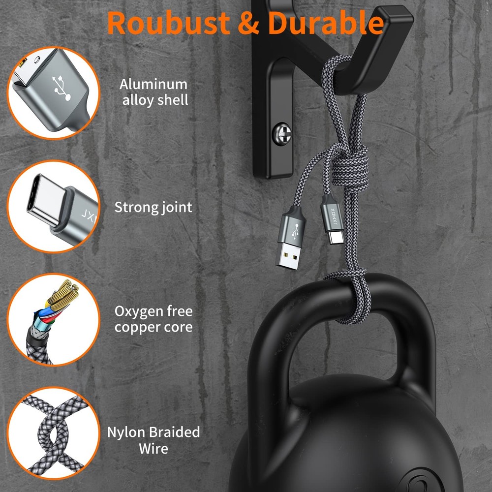 USB Type C Cable,USB A to C 3A Fast Charging (3.3ft 2-Pack) 3.3ft, Grey