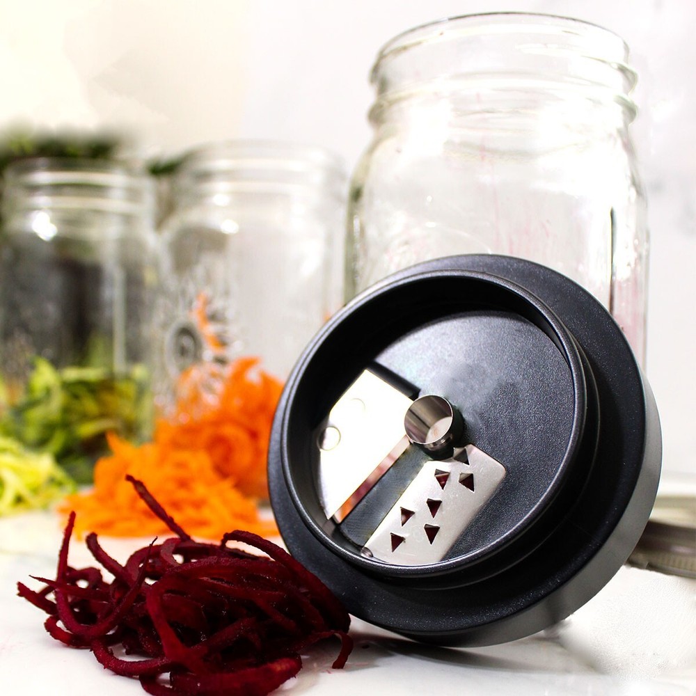 Microplane Jar Lid Spiralizer - Turn Veggies into Nutritious Spirals with Ease