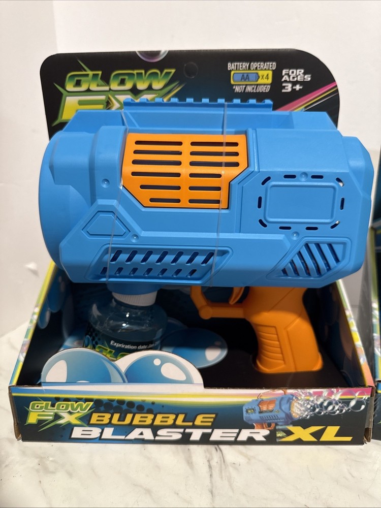 2x Glow FX Bubble Blaster XL LED Bubble Guns w/ Solution | Light-Up | Ages 3+