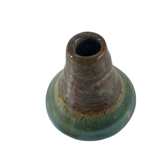 Incense Burner Holder Small Bud Vase Earthenware Green Boho Studio Art Pottery