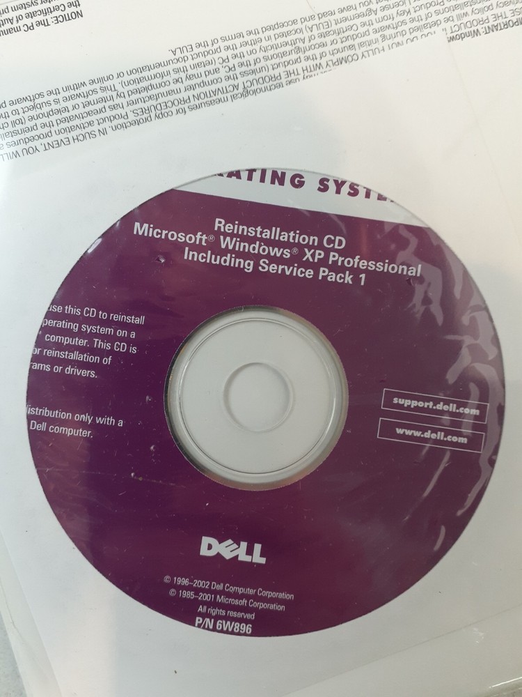 Dell Reinstallation CD Microsoft Windows XP Professional Service Pack 1 NEW 2002