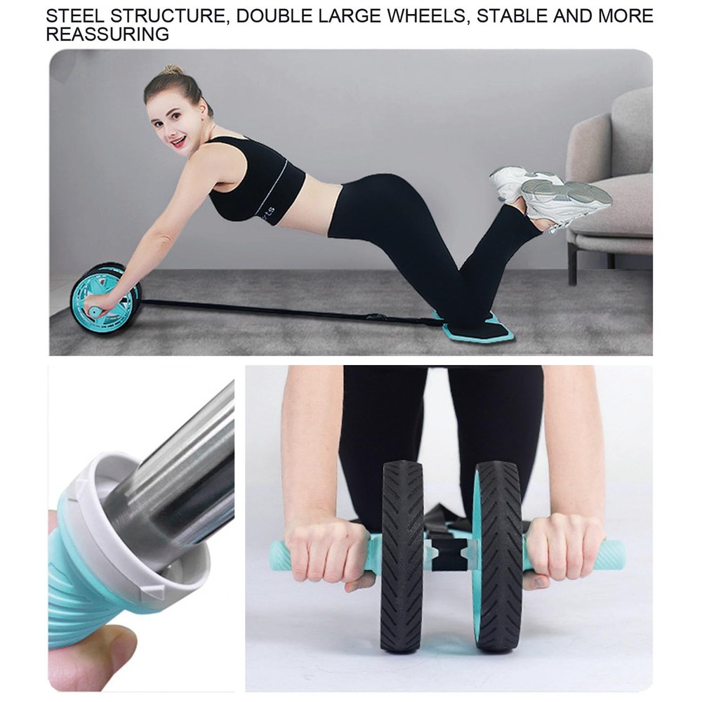 Double-Wheel Ab Roller for Core Training – Rebound Design with Adjustable Ela...