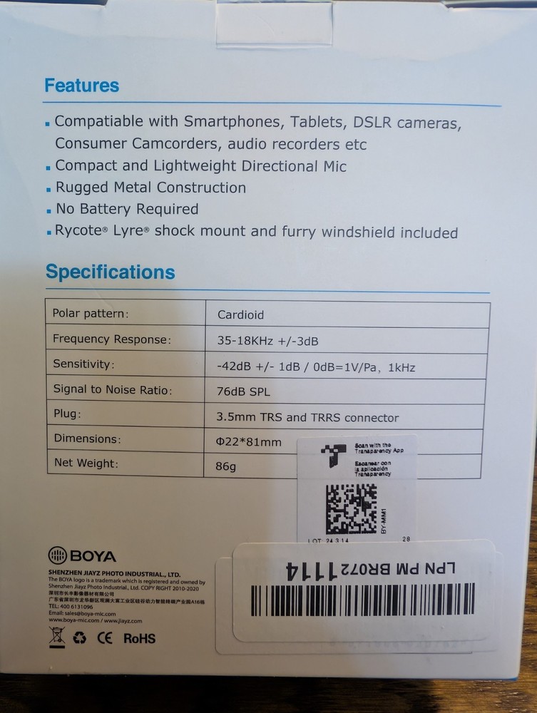 Cardioid Microphone Boya By MM1