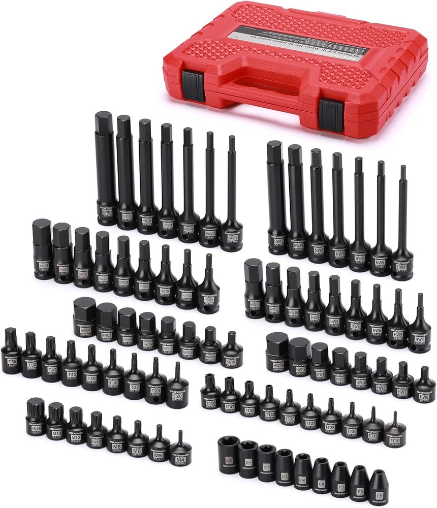 MIXPOWER 3/8" Drive Master Hex Bit Impact Socket Set, Black