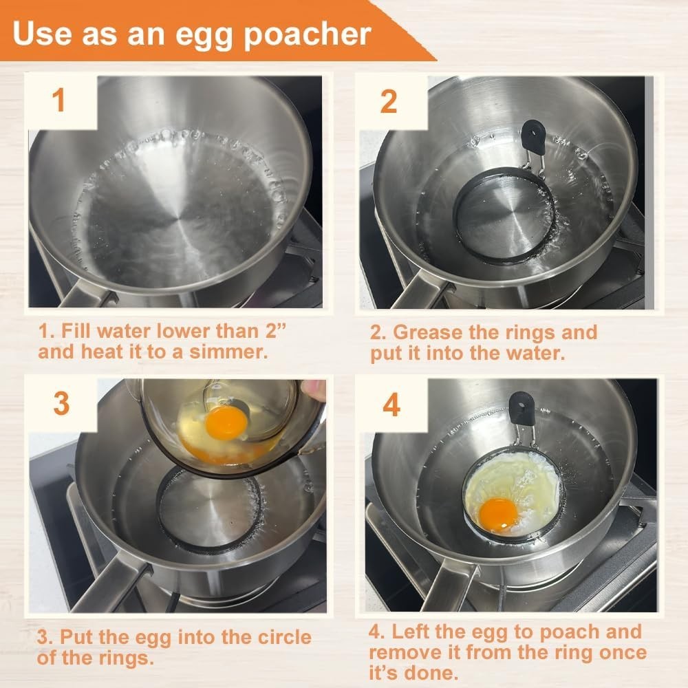 Multi-Functional 4-Pack Nonstick Egg Rings - Perfect for Griddles & Camping
