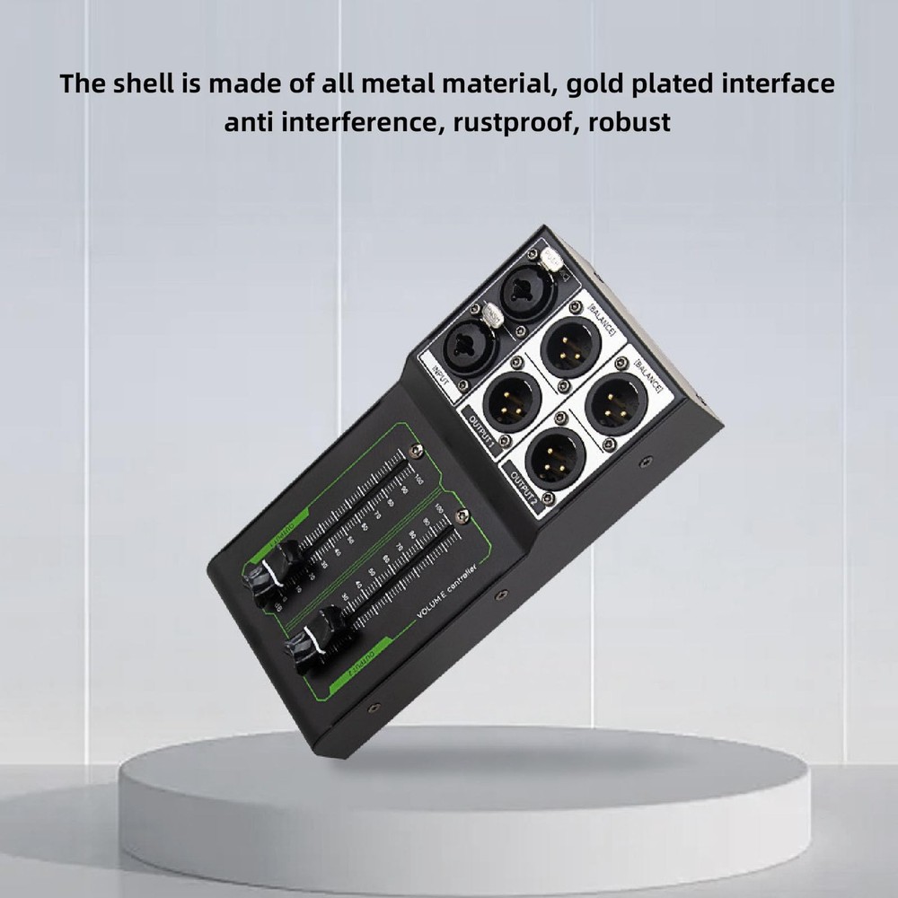Passive Monitor Volume Controller, XLR 1 Input 2 Output Stereo black