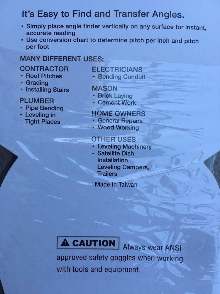 LAVA AF-905 Magnetic Base Angle Finder with Conversion Chart Polycast