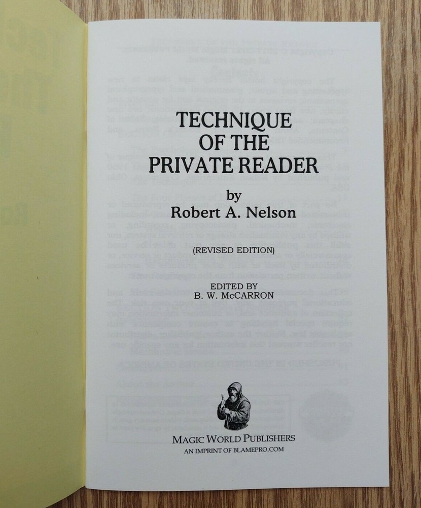 Technique of the Private Reader by Robert A. Nelson