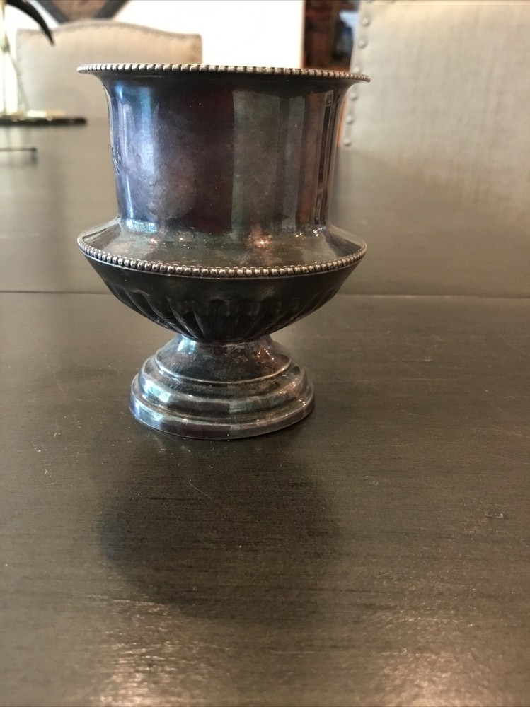 Antique Engraved Phoenix Bird Silverplate Egg Cup Hallmark 44DD