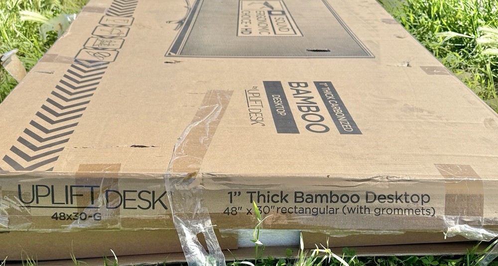 Uplift Desk Bamboo Desktop 48"x30" Rectangular With Grommets 1” Thick