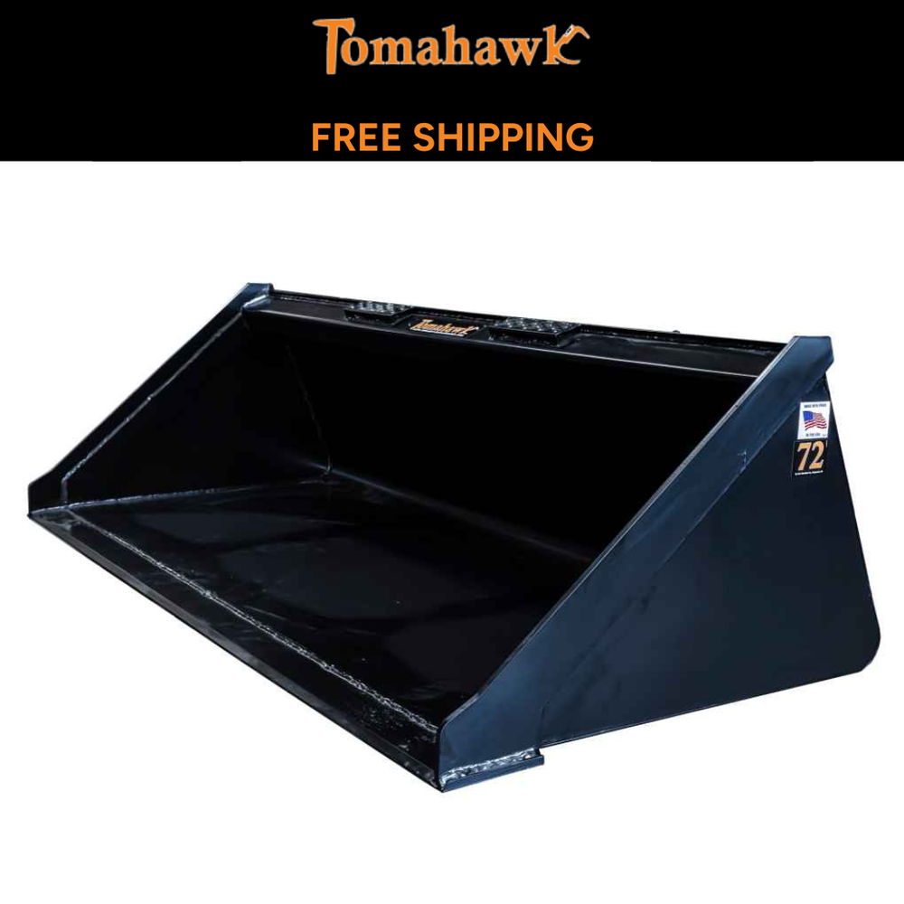 TOMAHAWK 72" SMOOTH BUCKET LOW PRO QUICK ATTACH SKID STEER - FREE SHIPPING 3018