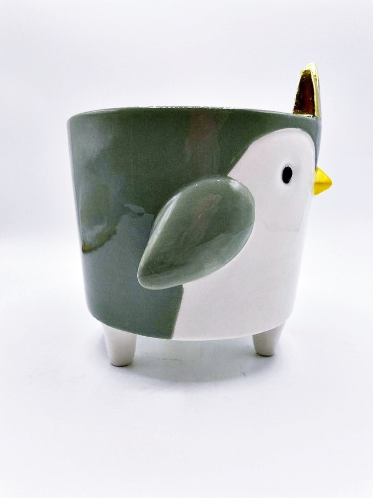 Penguin Hand Painted Footed Planter NEW