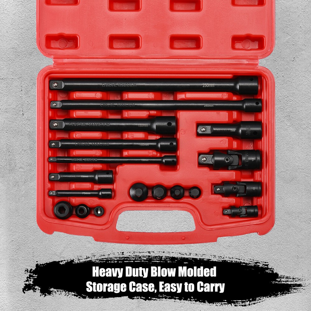 18 PCS Drive Tool Accessory Set Premium CR-V Steel Includes Socket Adapters
