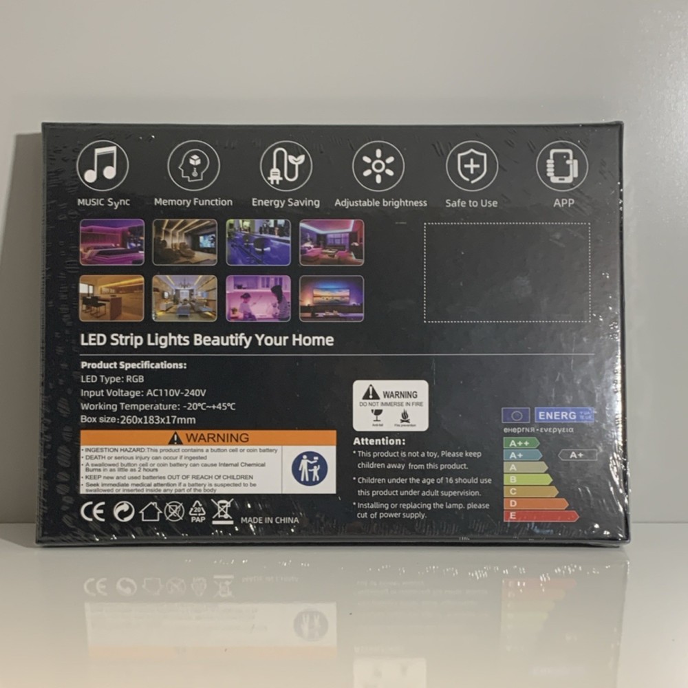 KS RGB Multicolor LED Light Strip, App Control, Music Sync, Dimmable, Remote
