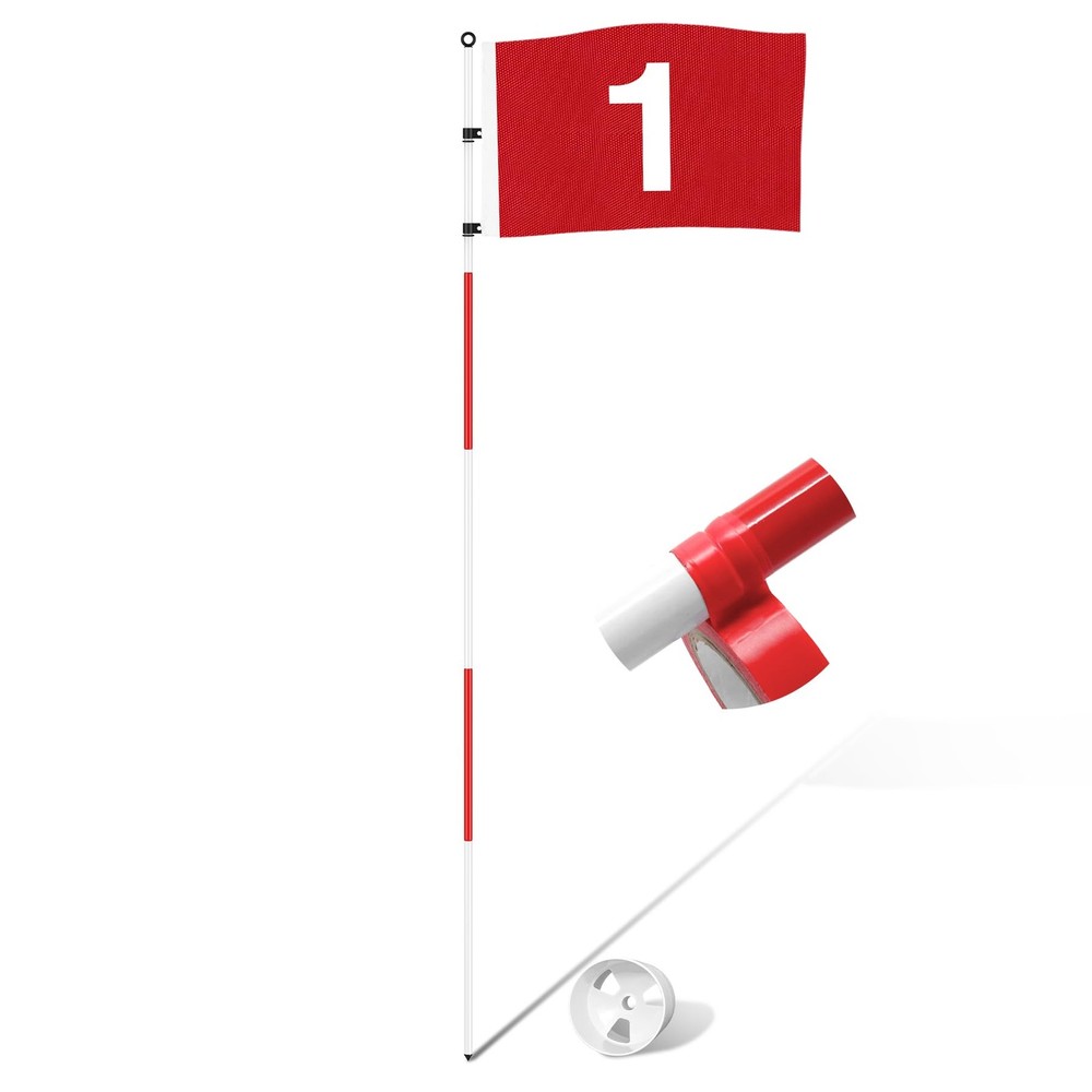 KINGTOP 6ft Golf Flagstick Basic, Portable Version1- Red Flag#1, 1-Pack