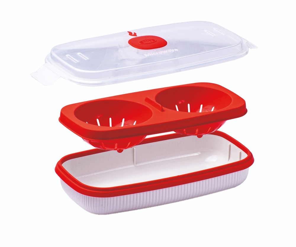 Snips TimeZero 2L Microwave 3pc Set - Steamer, Soup Mug & Egg Poacher