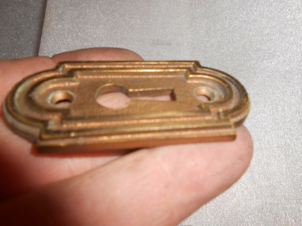 Vintage Solid Brass Skeleton Key Escutcheon Plate