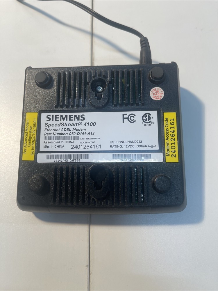 SIEMENS SPEEDSTREAM 4100 ETHERNET USB ADSL MODEM