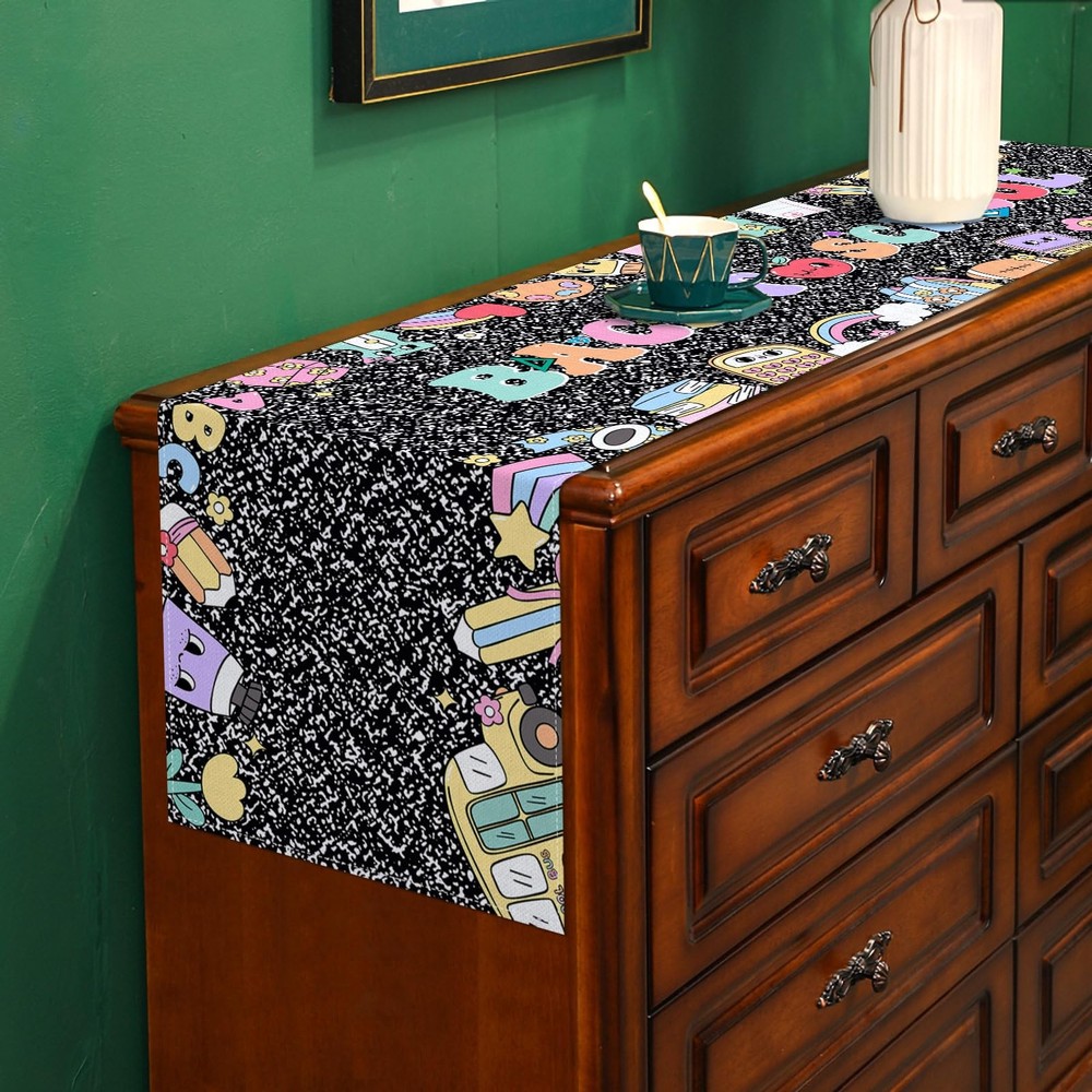 Back To School Table Runner Composition Notebook Design Party Decoration