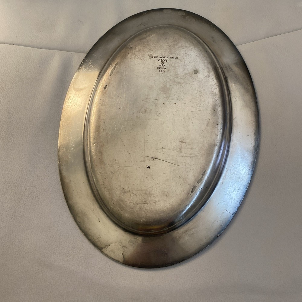 HUDSON NAVIGATION CO c1910 Ship Serving Tray Platter Silver RARE!!